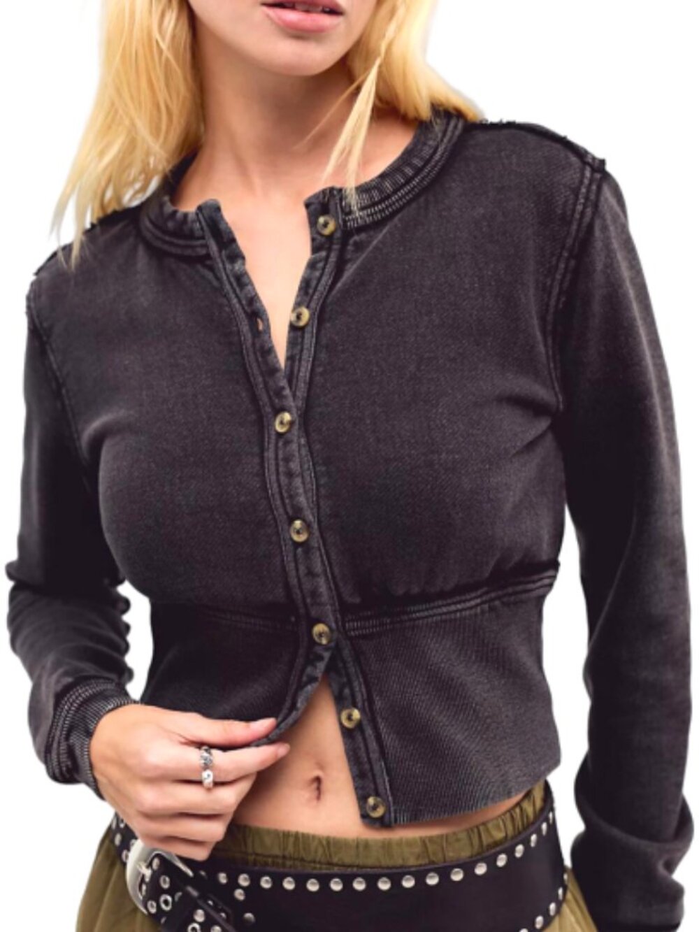 FREE PEOPLE We The Free Eternal Sunshine Cardi Black